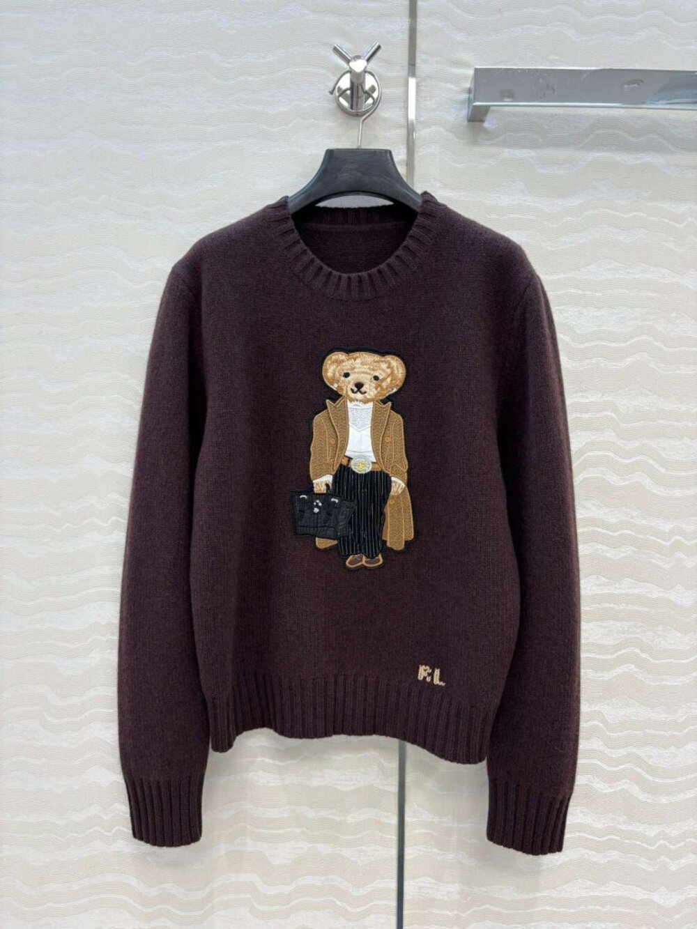 Polo Ralph Lauren Dark Brown Gentleman Bear Embroidery Crewneck Sweater